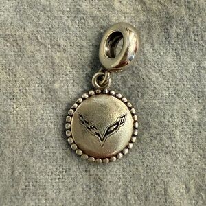 Genuine Pandora Corvette C7 logo silver charm
